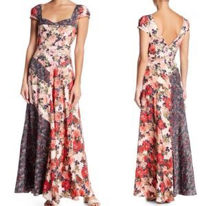 Free People La Fleur Floral Maxi Crepe Dress Size 4
